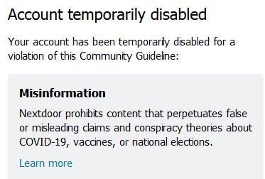 Nextdoor Account Disabled