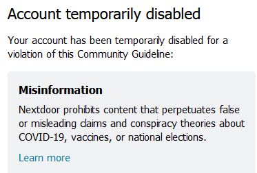 Nextdoor Account Disabled